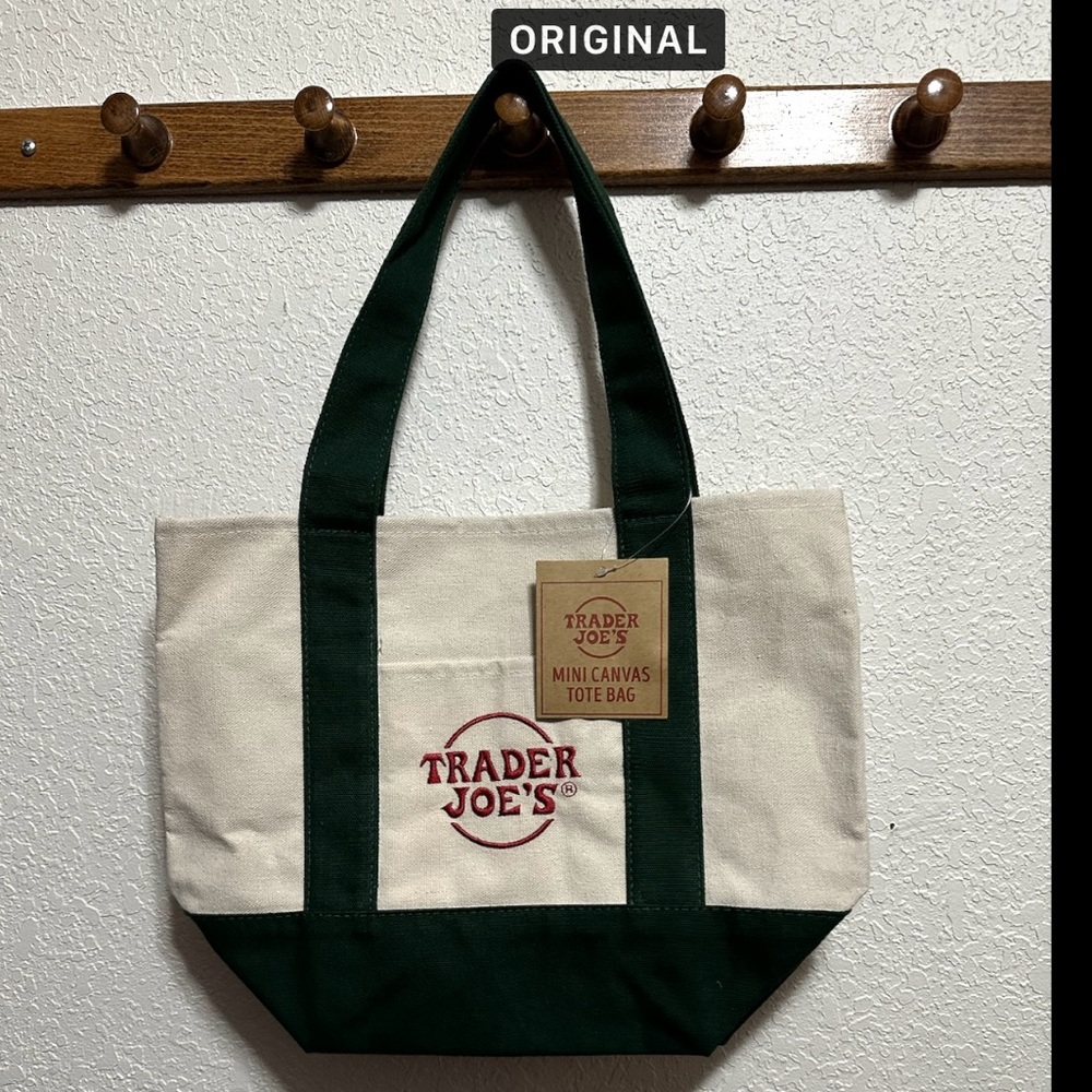 Trader Joe’s mini canvas tote green